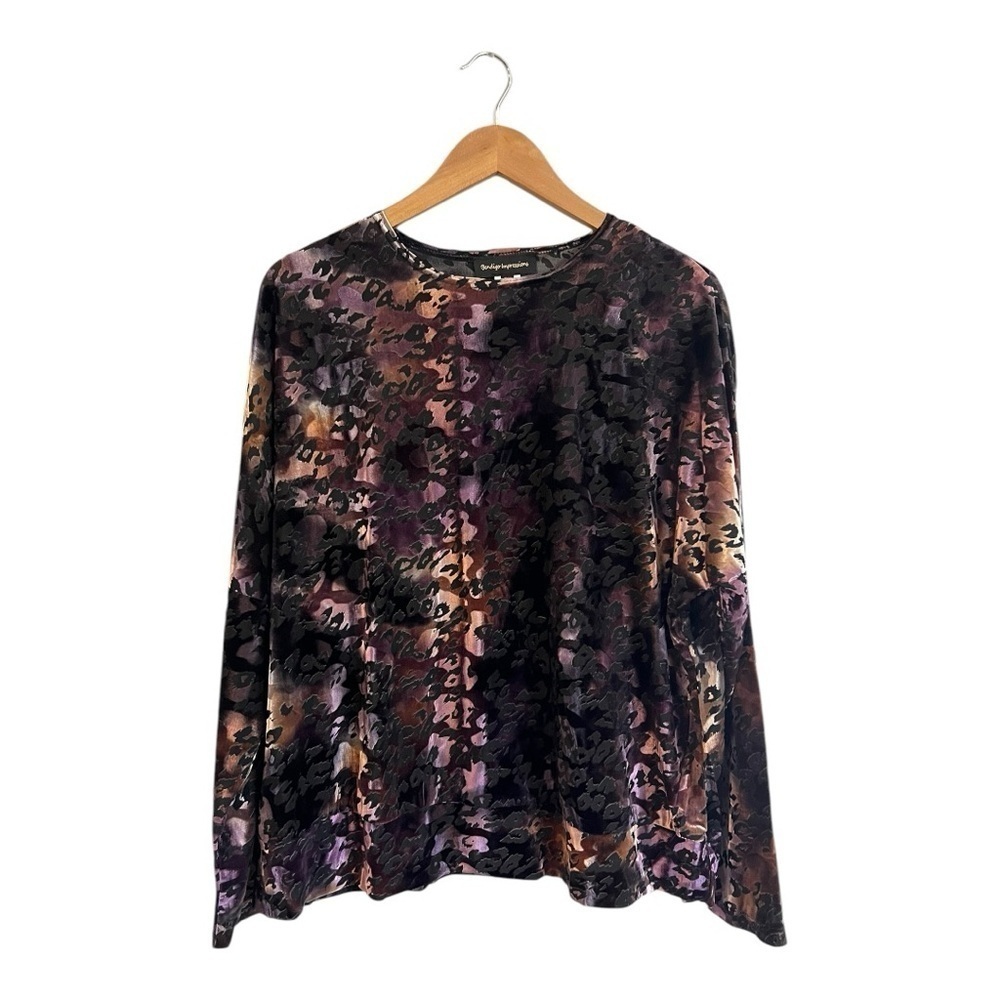 Bendigo Impressions Sweater Floral Velvet Women's Plus Size 2X Animal Print